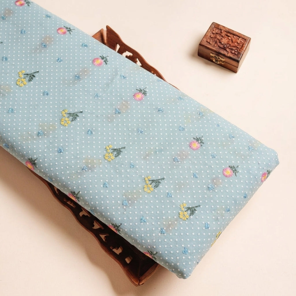 Floral Embroidery Cotton Fabric