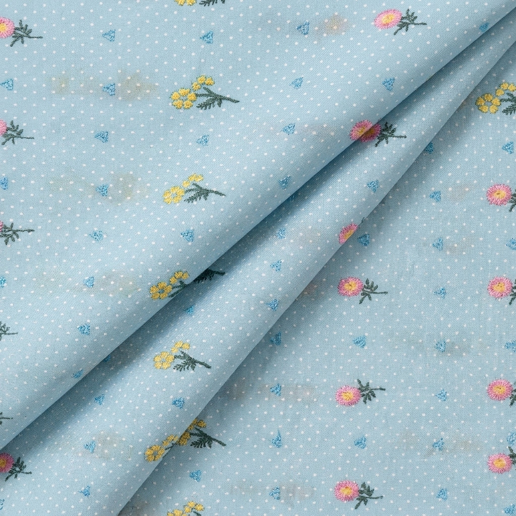 Floral Embroidery Cotton Fabric