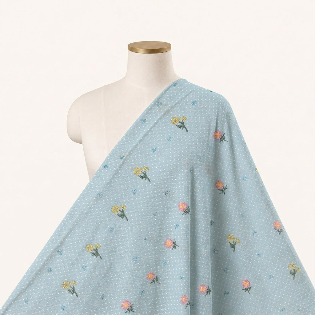 Floral Embroidery Cotton Fabric