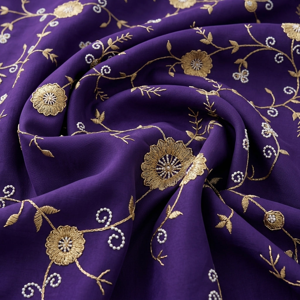 Floral Embroidery Tissue Fabric