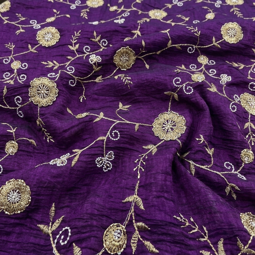 Floral Embroidery Tissue Fabric