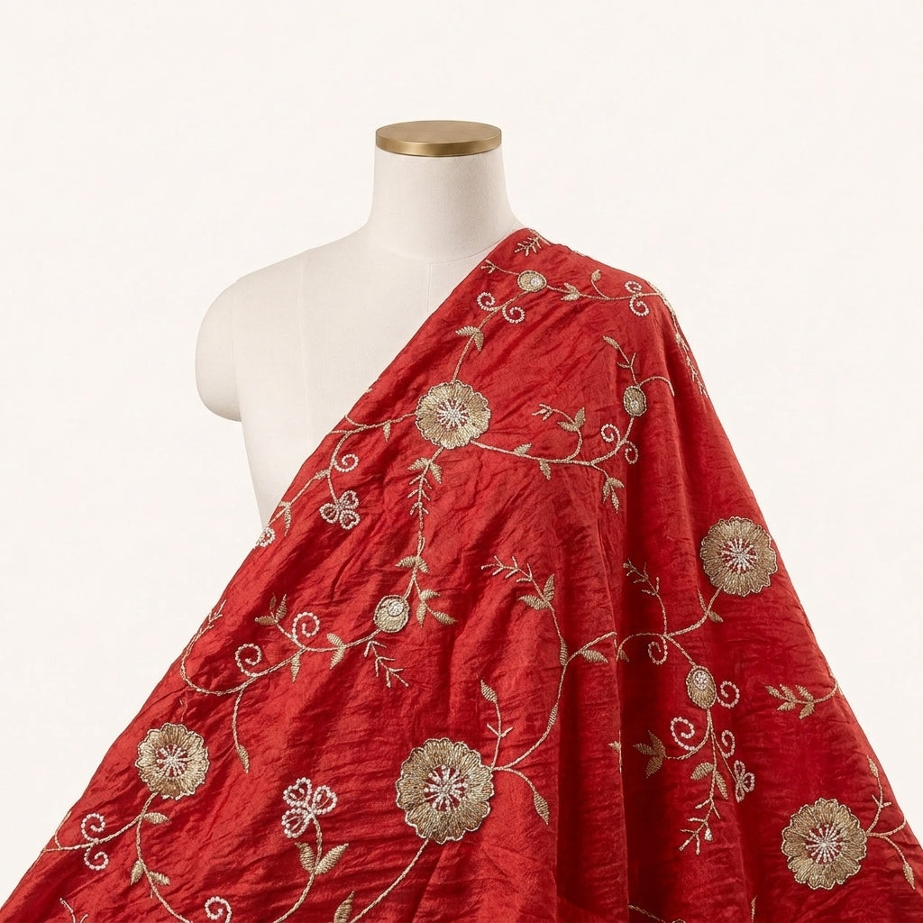 Floral Embroidery Tissue Fabric