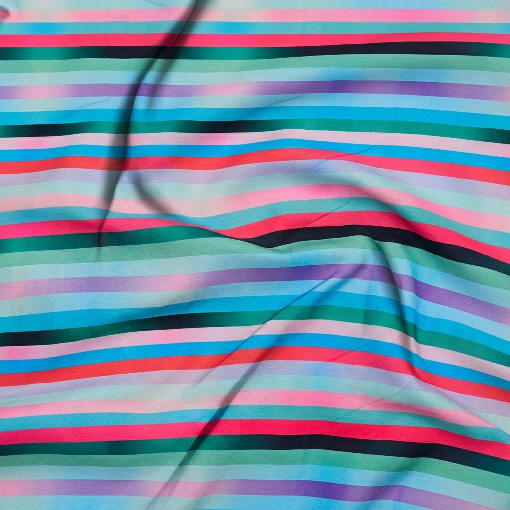 Swirled Stripes Multicolor Stripes Satin Fabric
