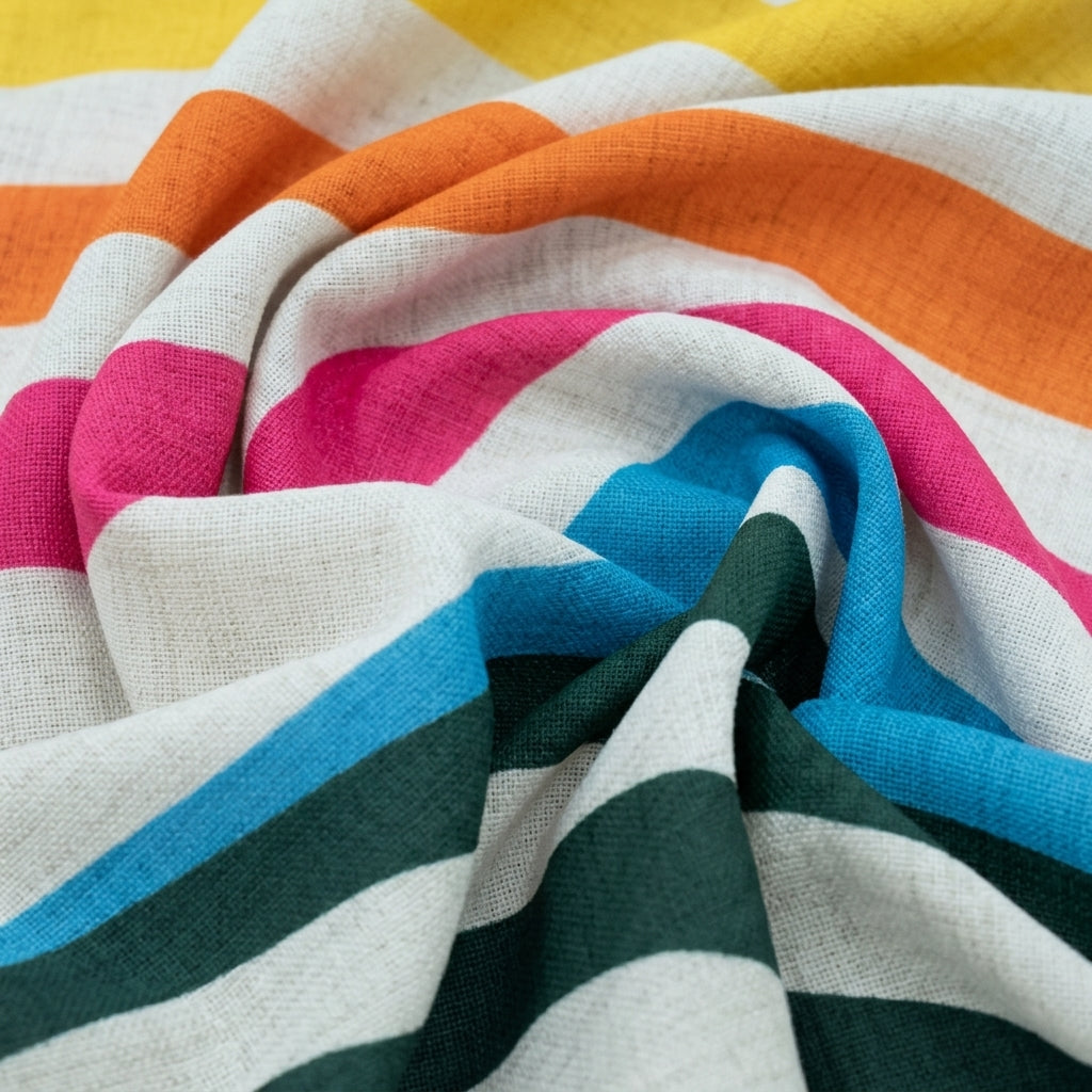Swirled Stripes Multicolor Stripes Satin Fabric