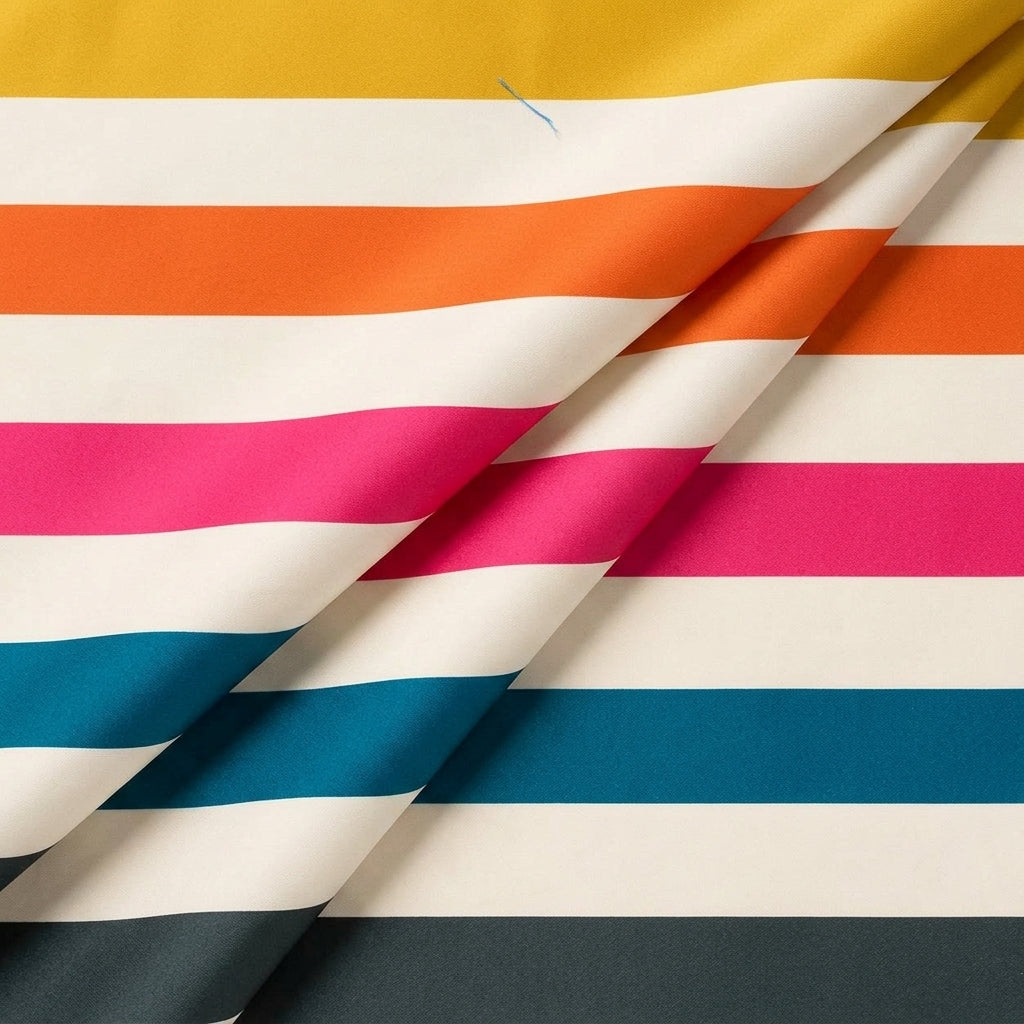 Folded Stripes Multicolor Stripes Satin Fabric