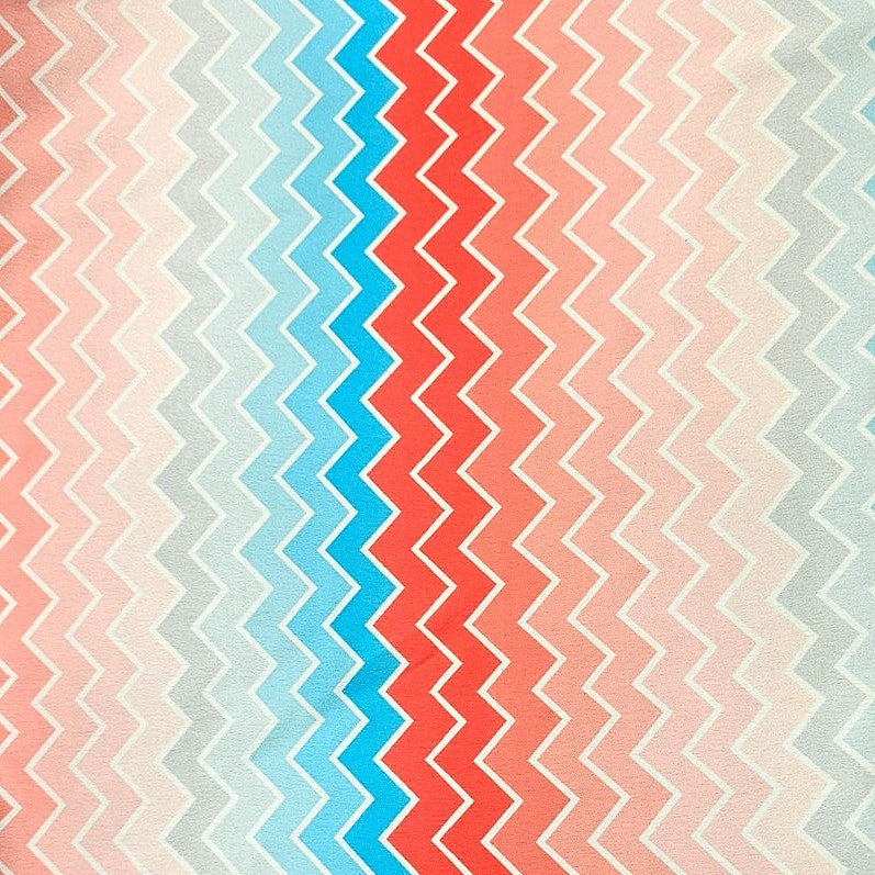 Multicolor Chevron Satin Fabric - EA4826 - EA4826 - Flat fabric