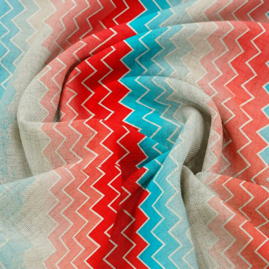 Swirled Chevron Multicolor Chevron Satin Fabric
