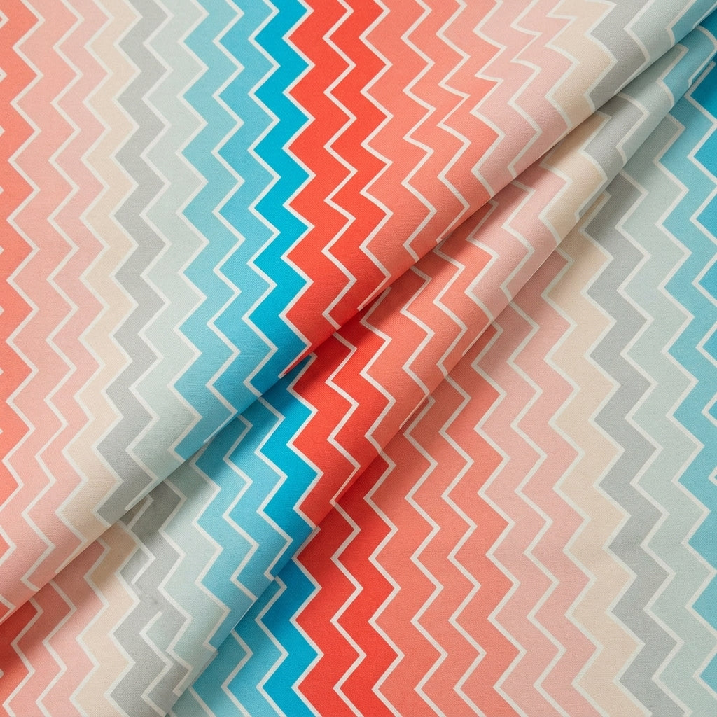 Folded Chevron Multicolor Chevron Satin Fabric