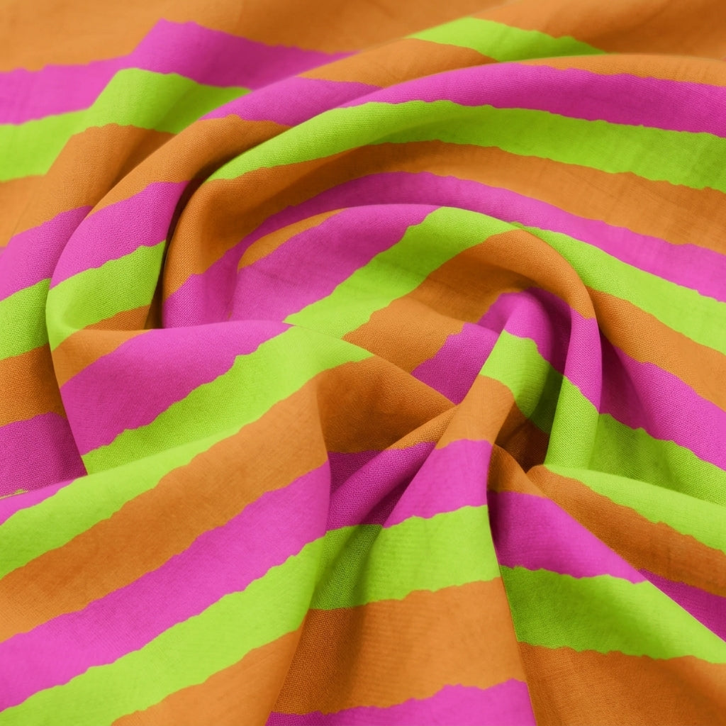 Swirled Stripes Multicolor Stripes Satin Fabric