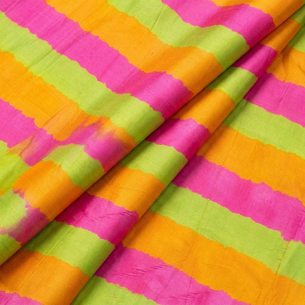 Folded Stripes Multicolor Stripes Satin Fabric
