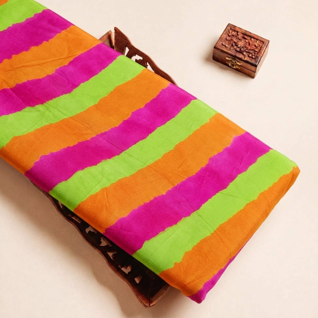 Folded Multicolor Stripes Satin Fabric Highlighting and Texture