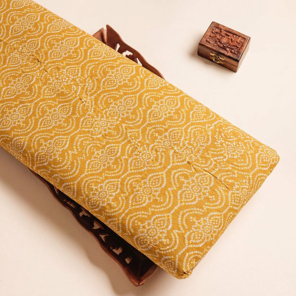 Mustard Yellow Abstract Cotton Fabric - Tray