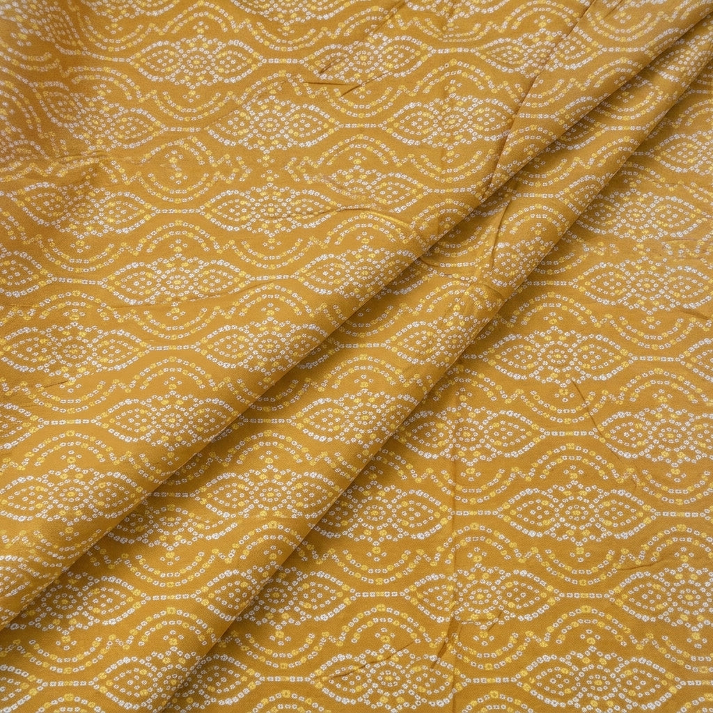 Mustard Yellow Abstract Cotton Fabric - Folds