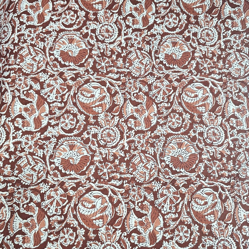 Kalamkari Cotton Fabric - EA4869 - Flat Fabric