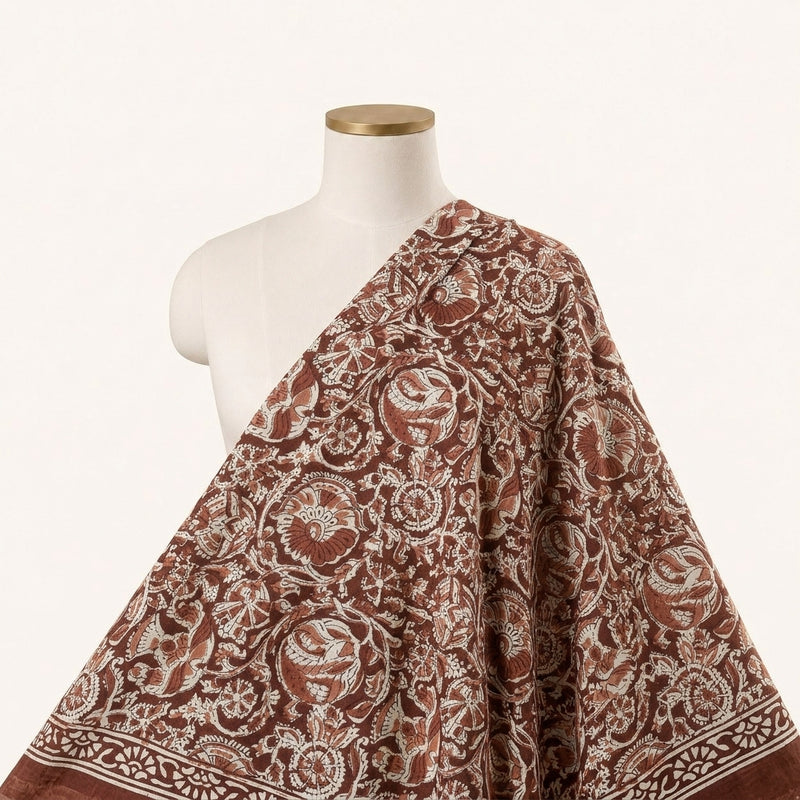 Kalamkari Cotton Fabric - EA4869 - Saree Drape