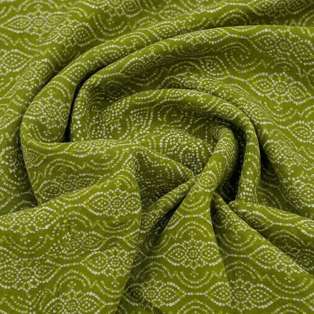 Green Abstract Cotton Fabric - Swirl