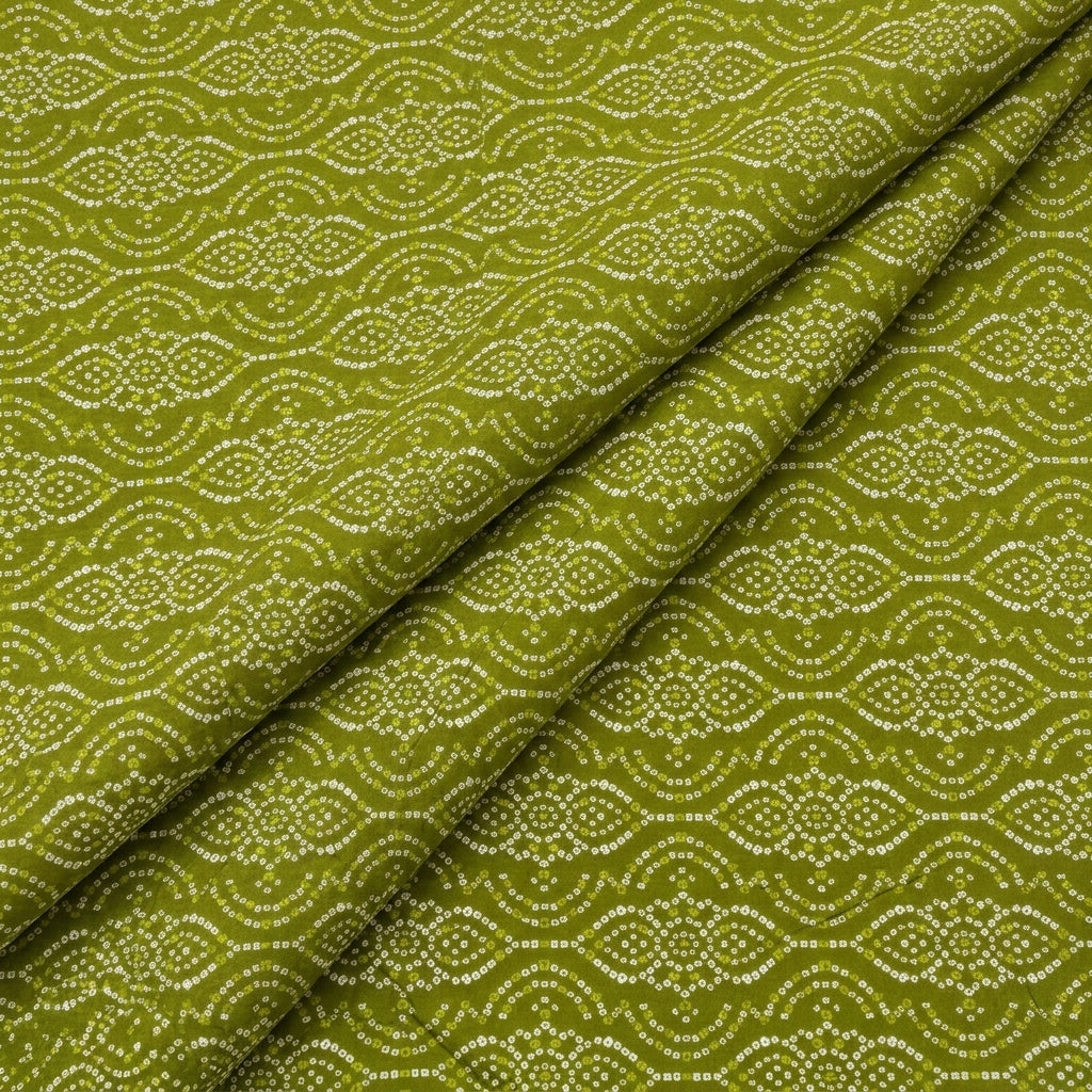 Green Abstract Cotton Fabric - Folds