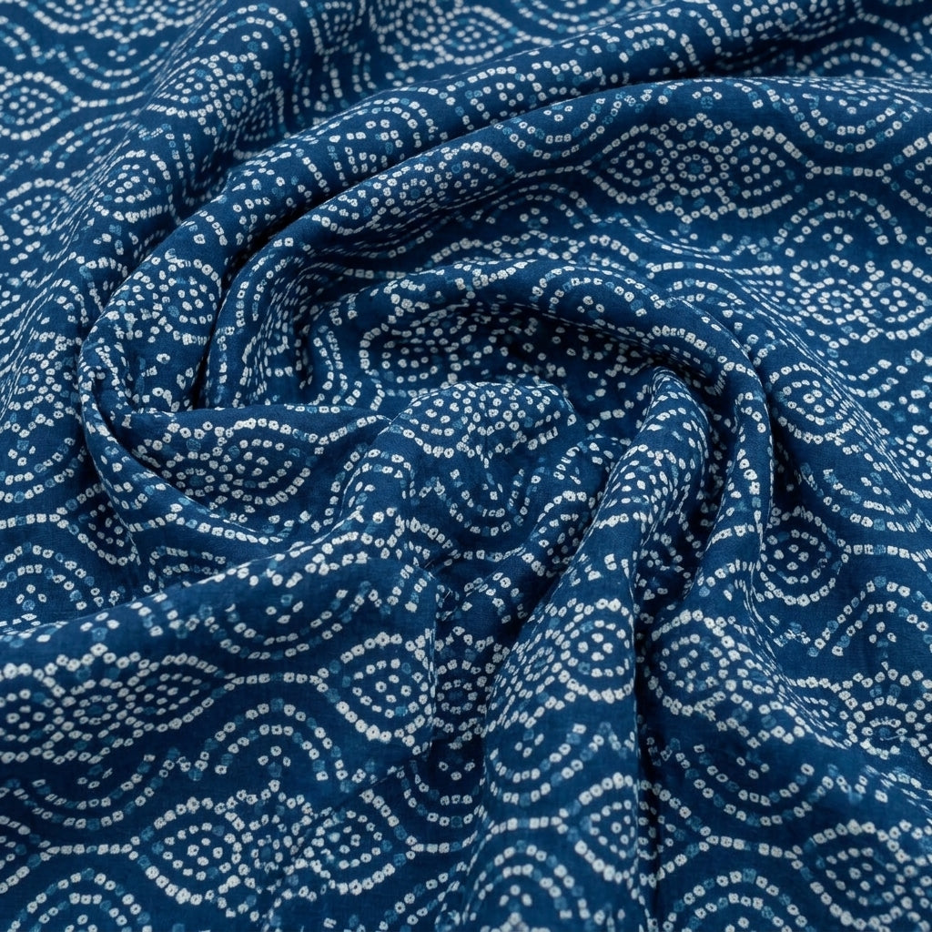 Blue Abstract Cotton Fabric - Swirl