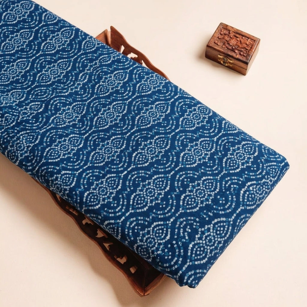 Blue Abstract Cotton Fabric - Tray