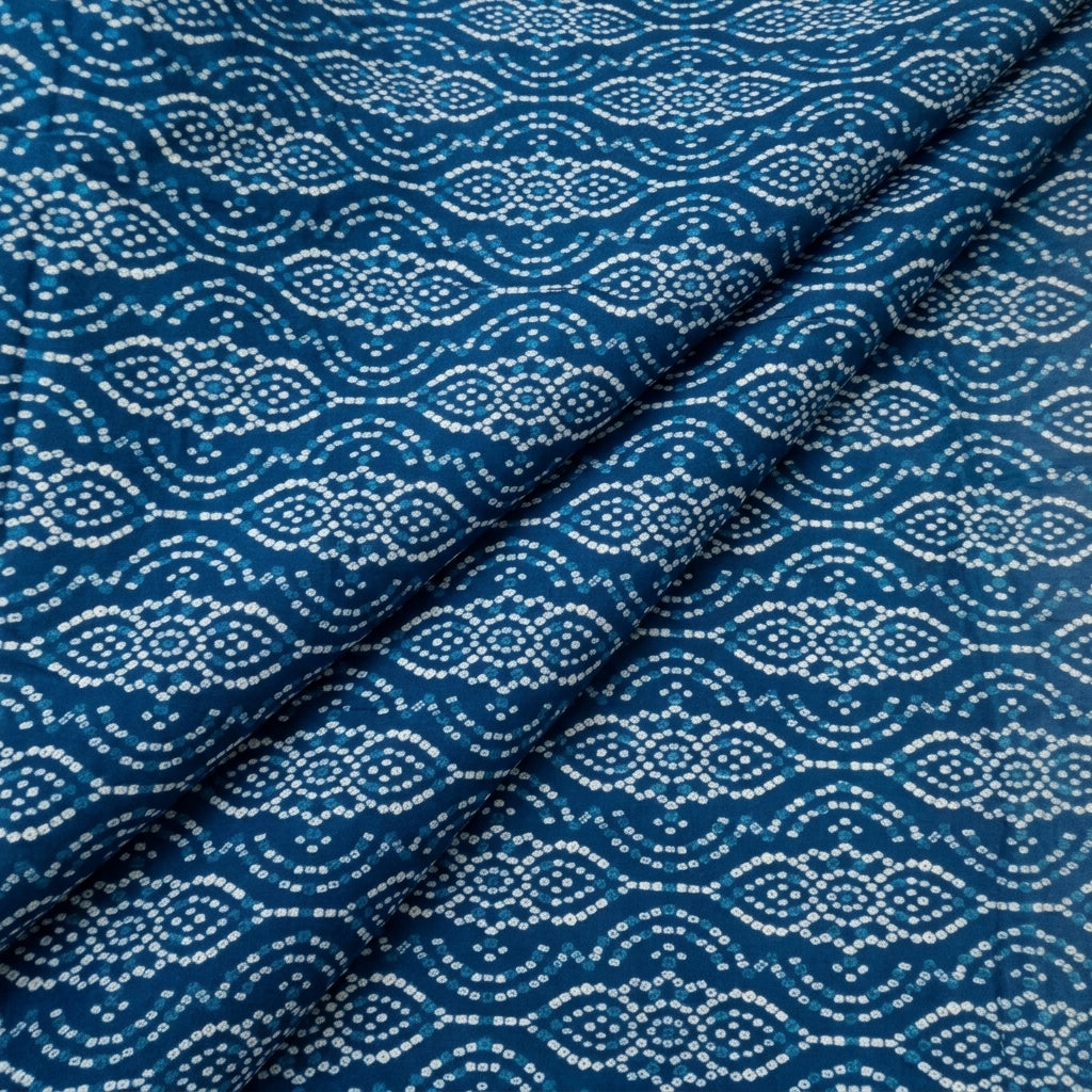 Blue Abstract Cotton Fabric - Folds