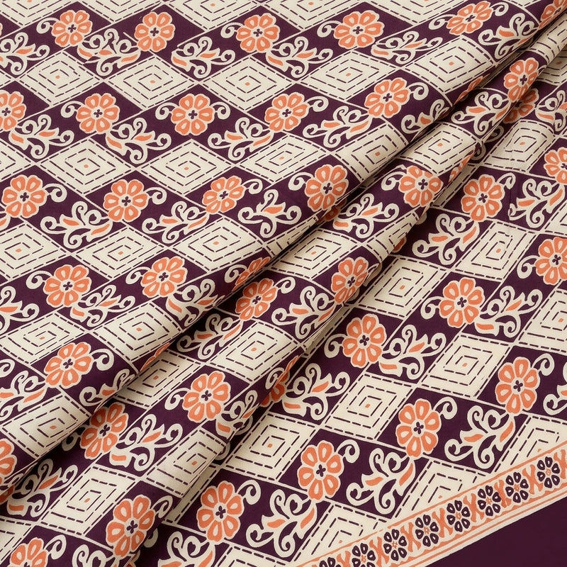 Wine Wine Floral Cotton Fabric - Folds