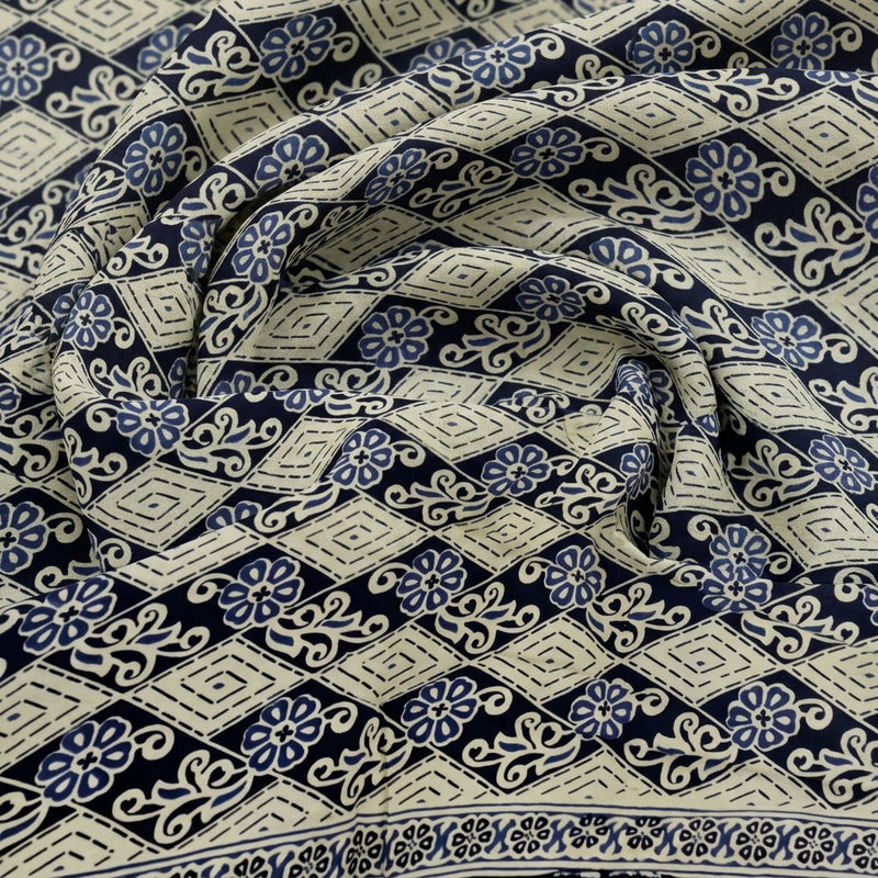 Black Black Floral Cotton Fabric - Swirl