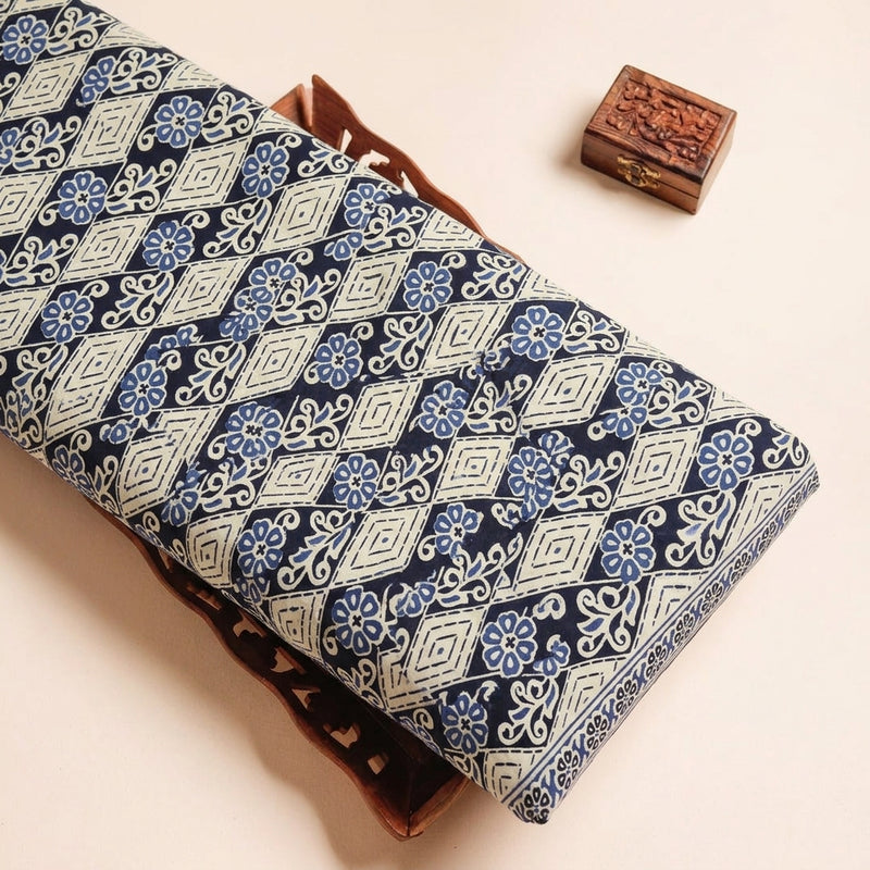 Black Black Floral Cotton Fabric - Tray