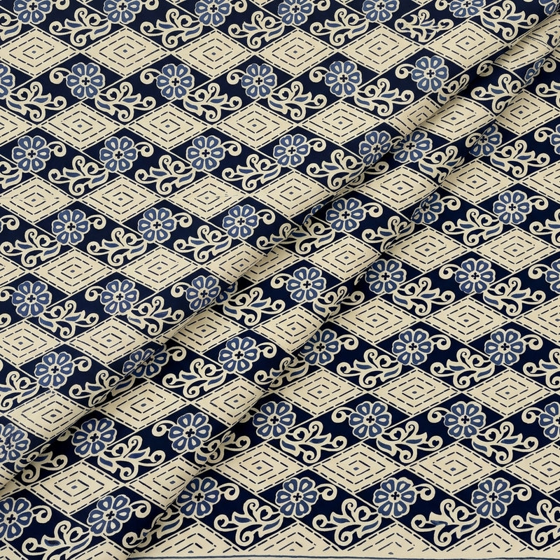 Black Black Floral Cotton Fabric - Folds