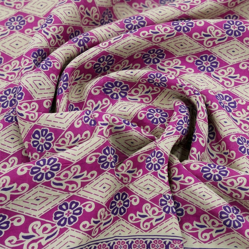 Pink Pink Floral Cotton Fabric - Swirl