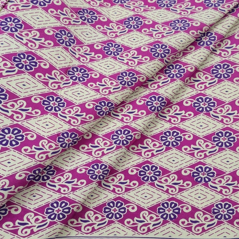 Pink Pink Floral Cotton Fabric - Folds