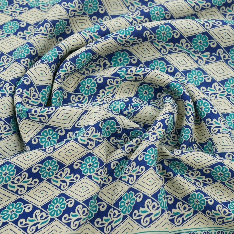 Blue Blue Floral Cotton Fabric - Swirl