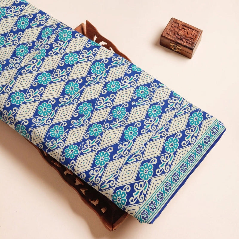 Blue Blue Floral Cotton Fabric - Tray