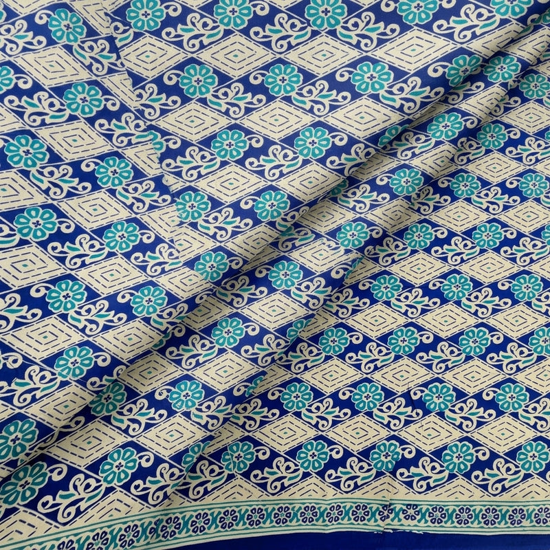 Blue Blue Floral Cotton Fabric - Folds