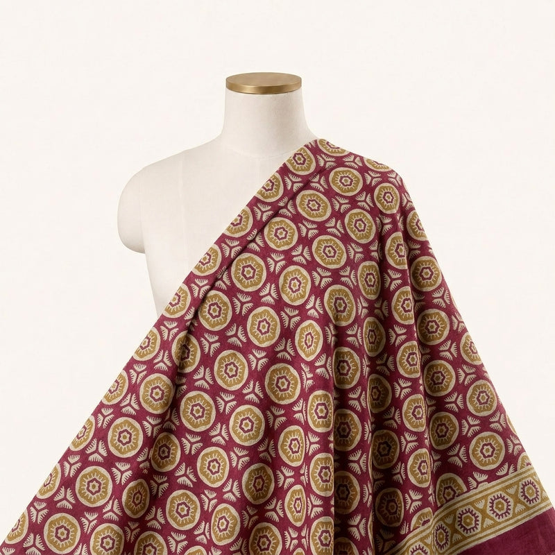 Ajrakh Cotton Fabric - EA4909 - Saree Drape