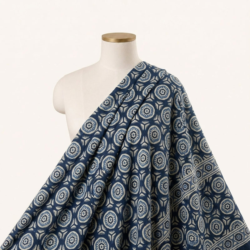 Ajrakh Cotton Fabric - EA4910 - Saree Drape