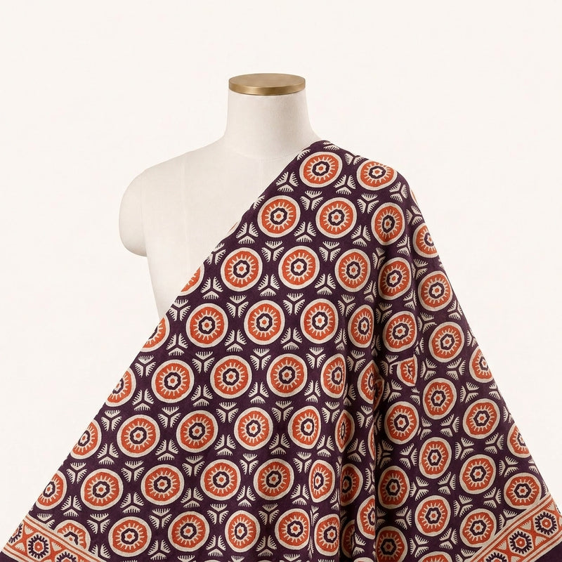 Ajrakh Cotton Fabric - EA4912 - Saree Drape