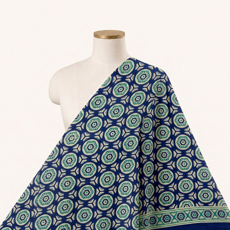 Ajrakh Cotton Fabric - EA4913 - Saree Drape