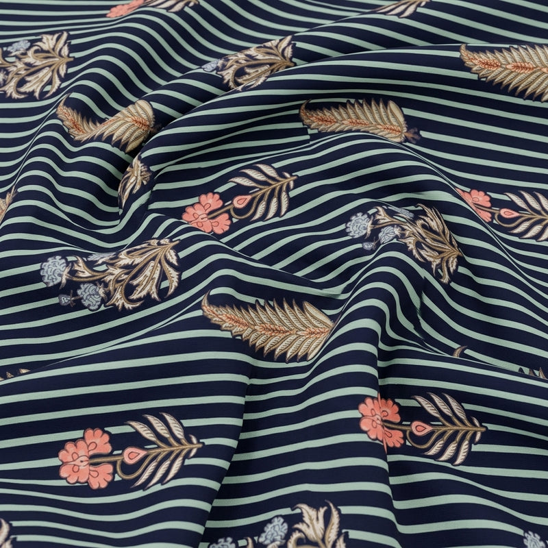 Blue Blue Stripes Cotton Fabric - Swirl