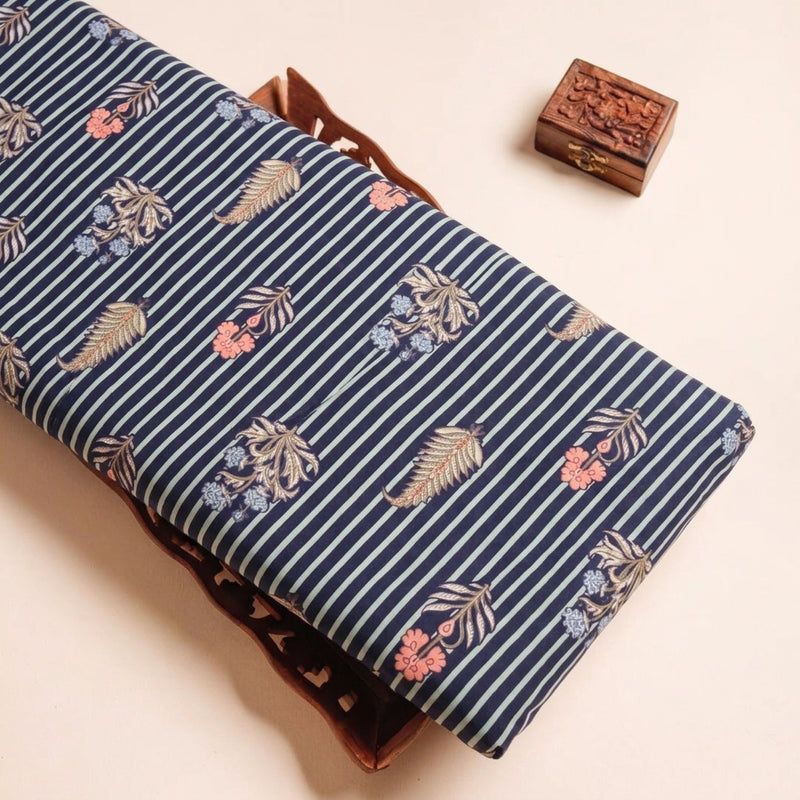 Blue Blue Stripes Cotton Fabric - Tray