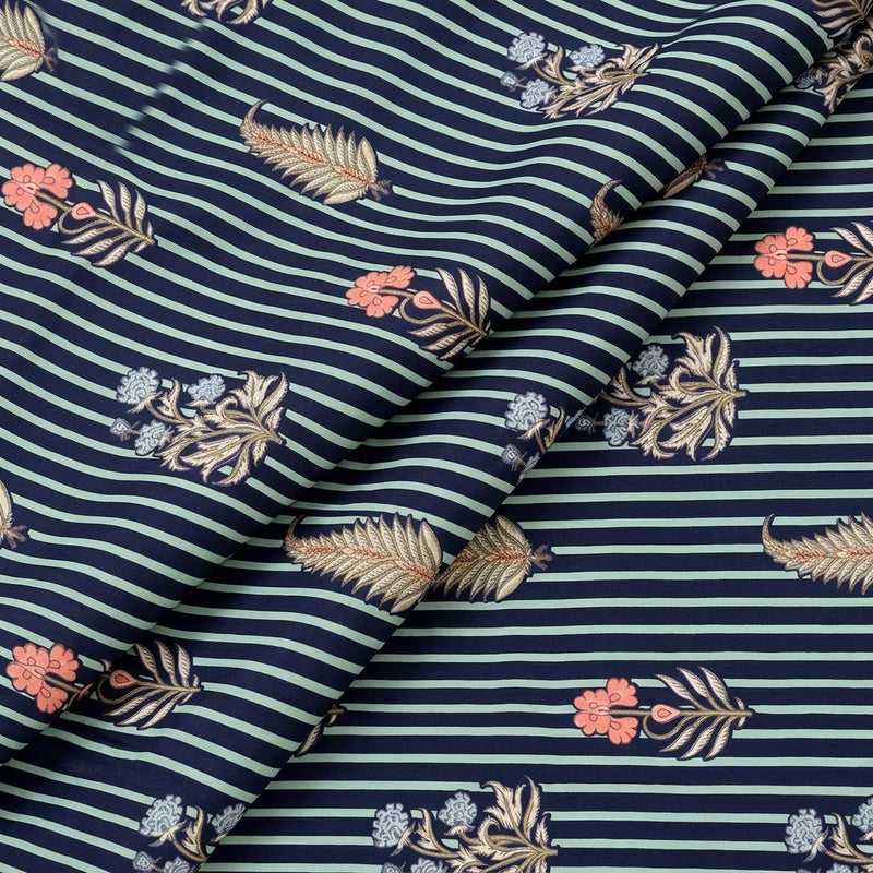Blue Blue Stripes Cotton Fabric - Folds