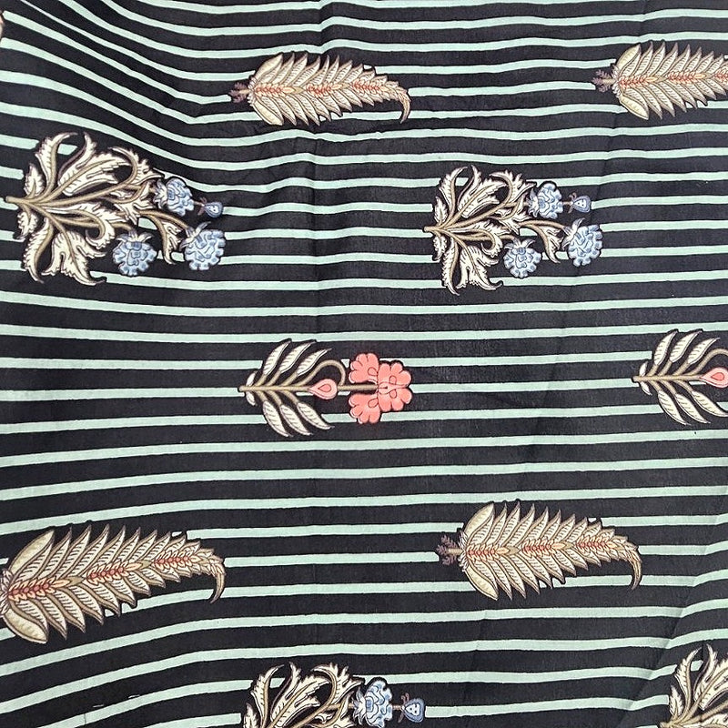 Black Black Stripes Cotton Fabric - Flat fabric