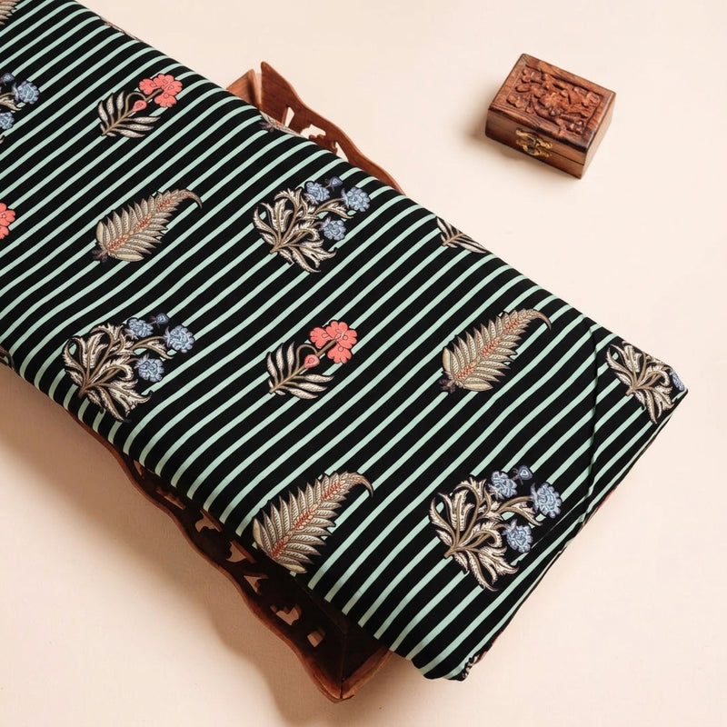 Black Black Stripes Cotton Fabric - Tray