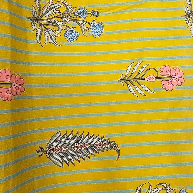 Yellow Yellow Stripes Cotton Fabric - Flat fabric