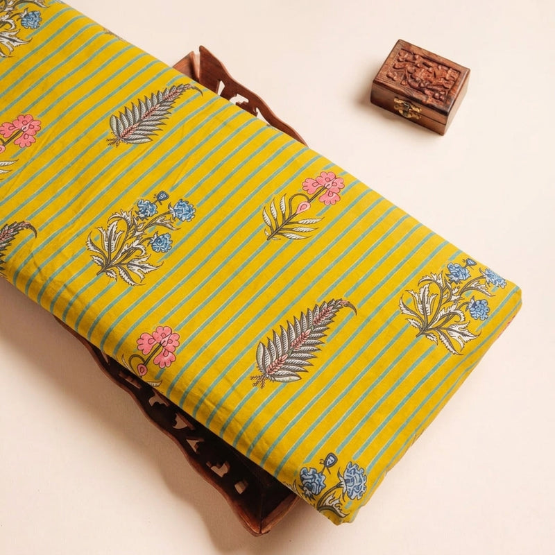 Yellow Yellow Stripes Cotton Fabric - Tray