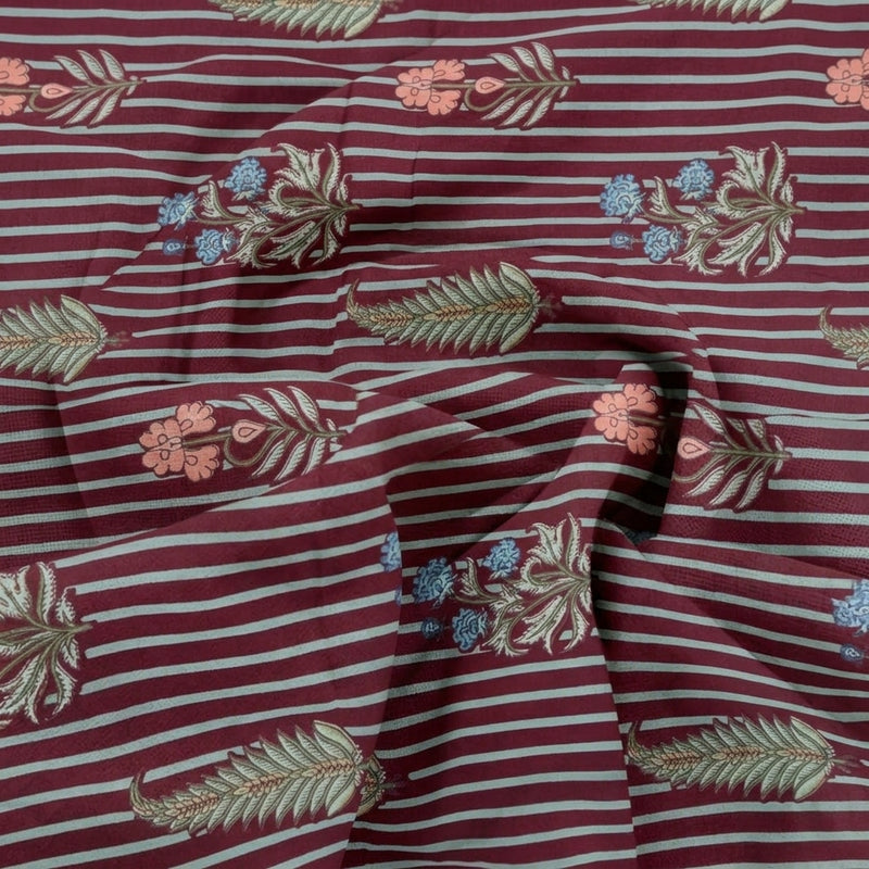 Maroon Maroon Stripes Cotton Fabric - Swirl