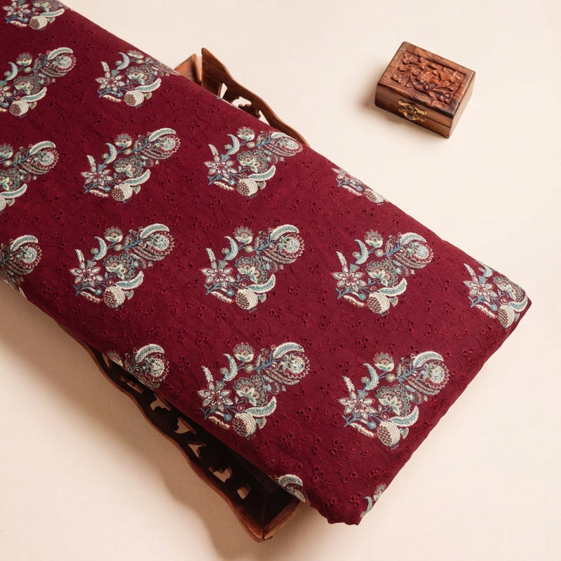 Red Red Floral Cotton Fabric - Tray