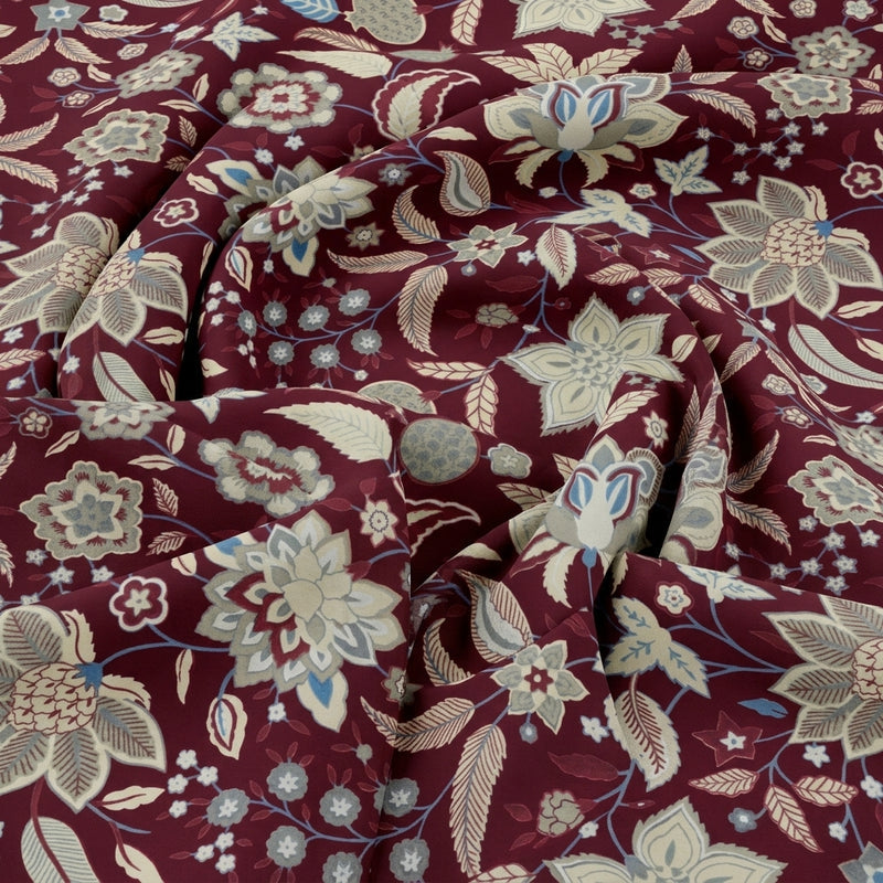 Maroon Maroon Floral Cotton Fabric - Swirl