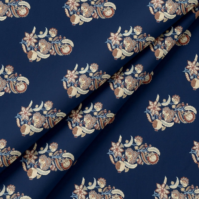 Blue Blue Floral Cotton Fabric - Folds