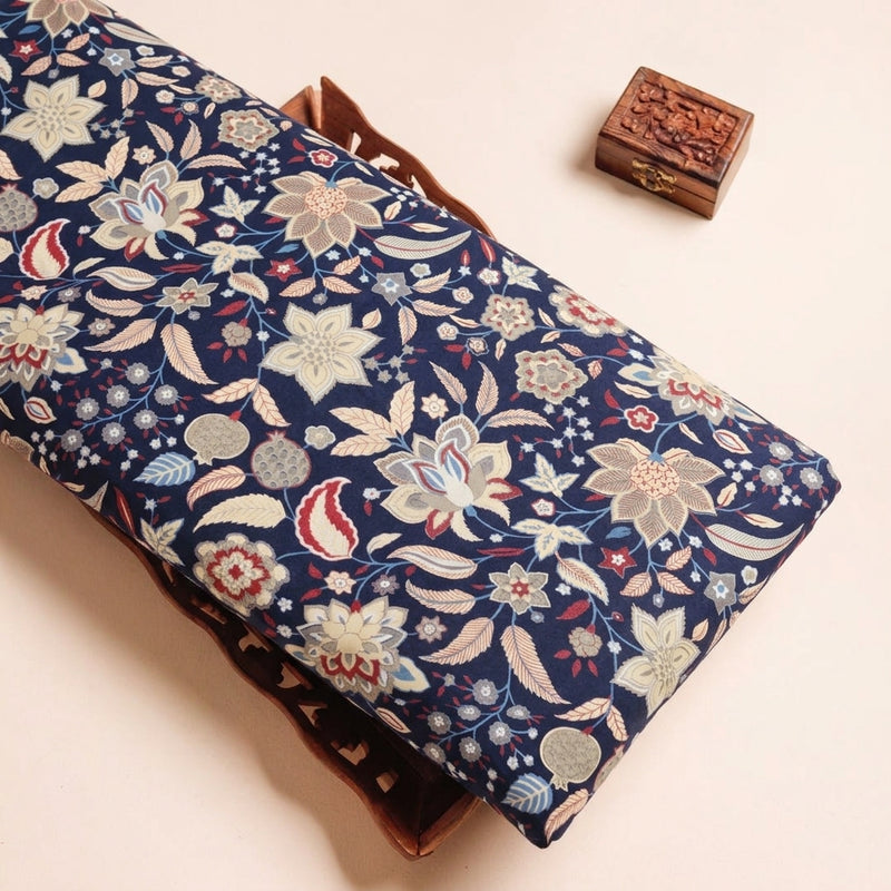 Blue Blue Floral Cotton Fabric - Tray