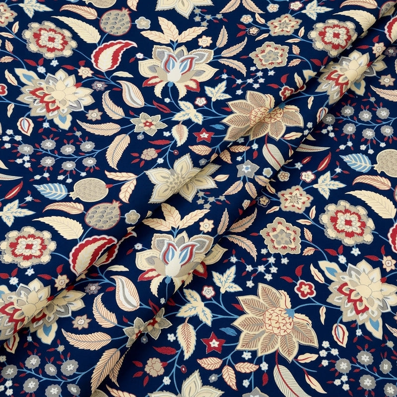 Blue Blue Floral Cotton Fabric - Folds